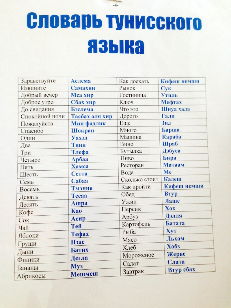 словарь тунисского языка